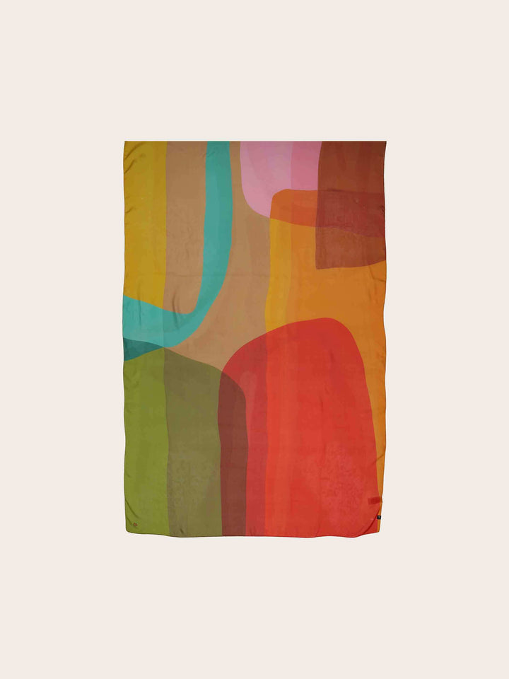 Elegante Seiden-Stola mit buntem XL-Print