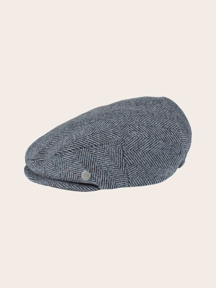 Einfarbige melierte bugatti Flatcap mit Fischgrat-Design