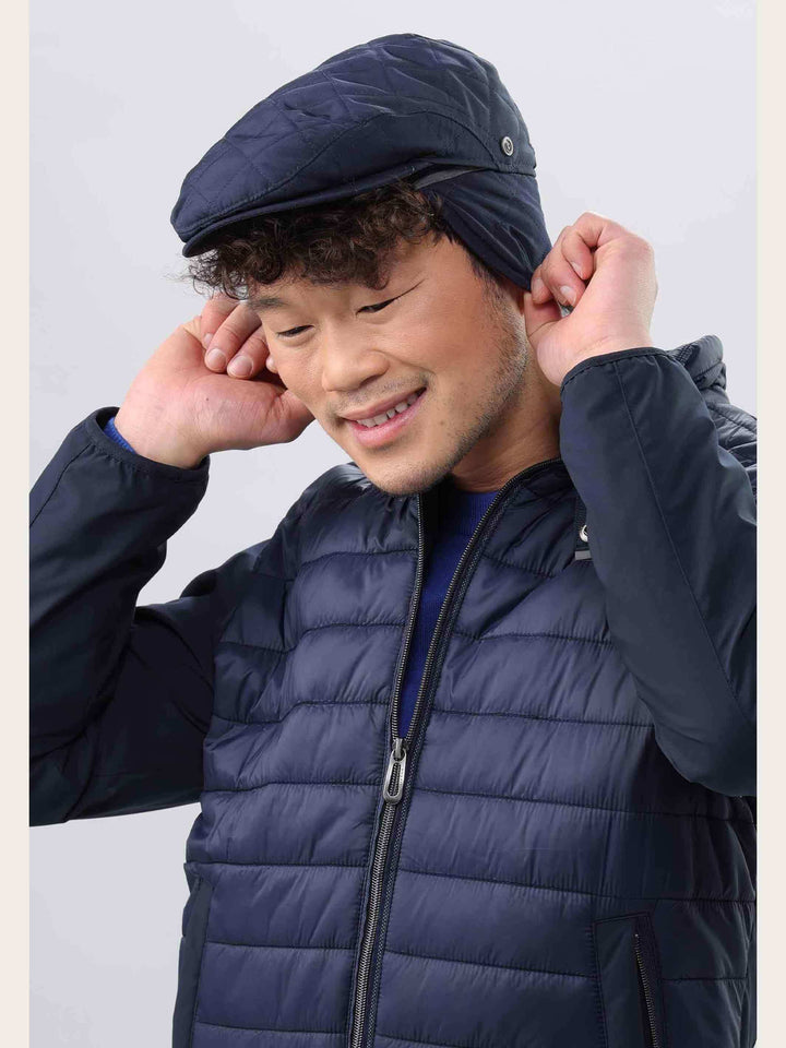 Einfarbige wetterabweisende bugatti Puffer-Flatcap mit Ohrenklappen