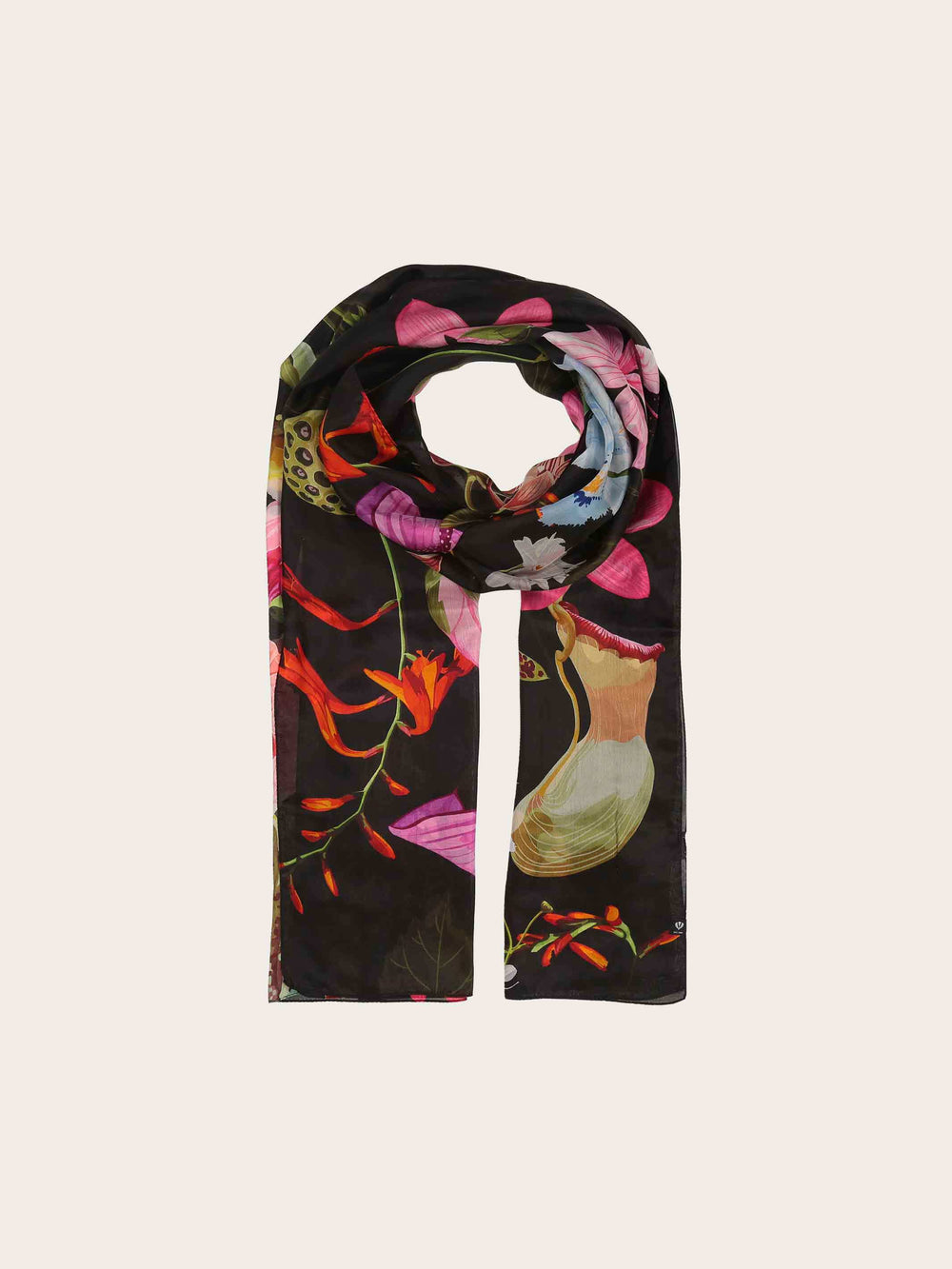 Elegante Seiden-Stola mit XL Blumen-Print