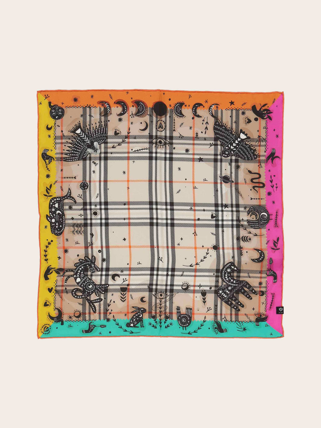 Seidentuch mit FRAAS Plaid Karo und mystischem Print