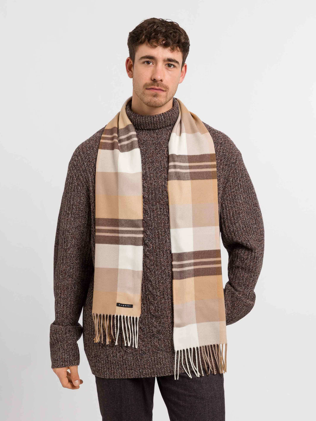 bugatti Cashminkschal mit Karomuster