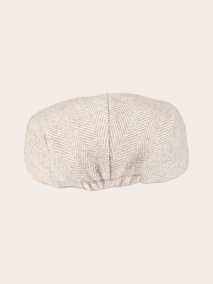 Einfarbige melierte bugatti Flatcap mit Fischgrat-Design