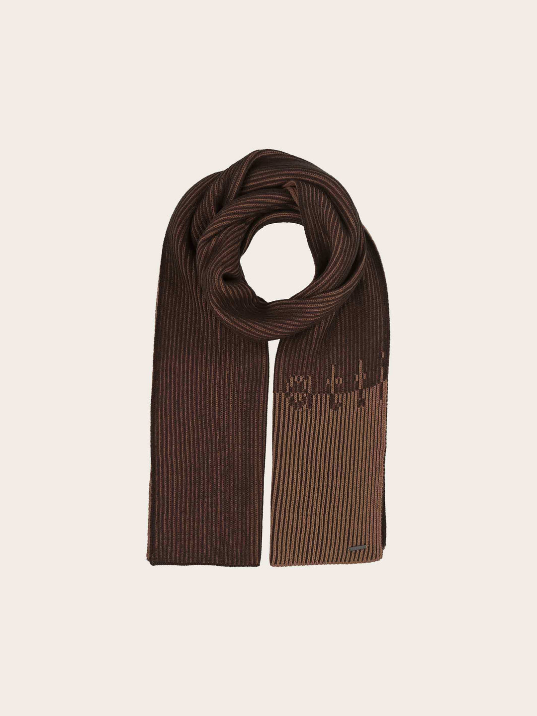 Strickschal mit bugatti-Schriftzug in Wollmischung