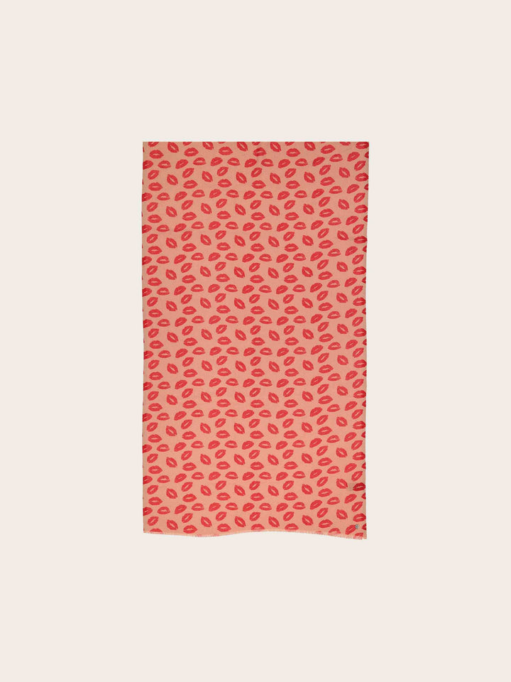 Glitzernder Doubleface-Schal mit Kussmund-Print