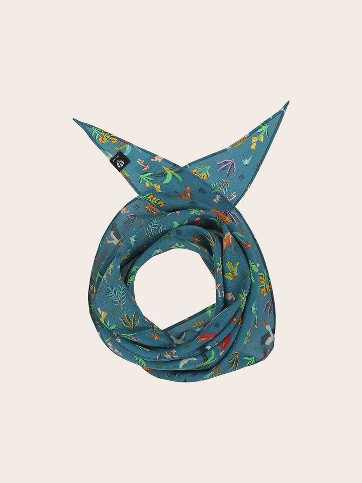 Diamond Shape Seidentuch mit Tier- und Pflanzen-Print