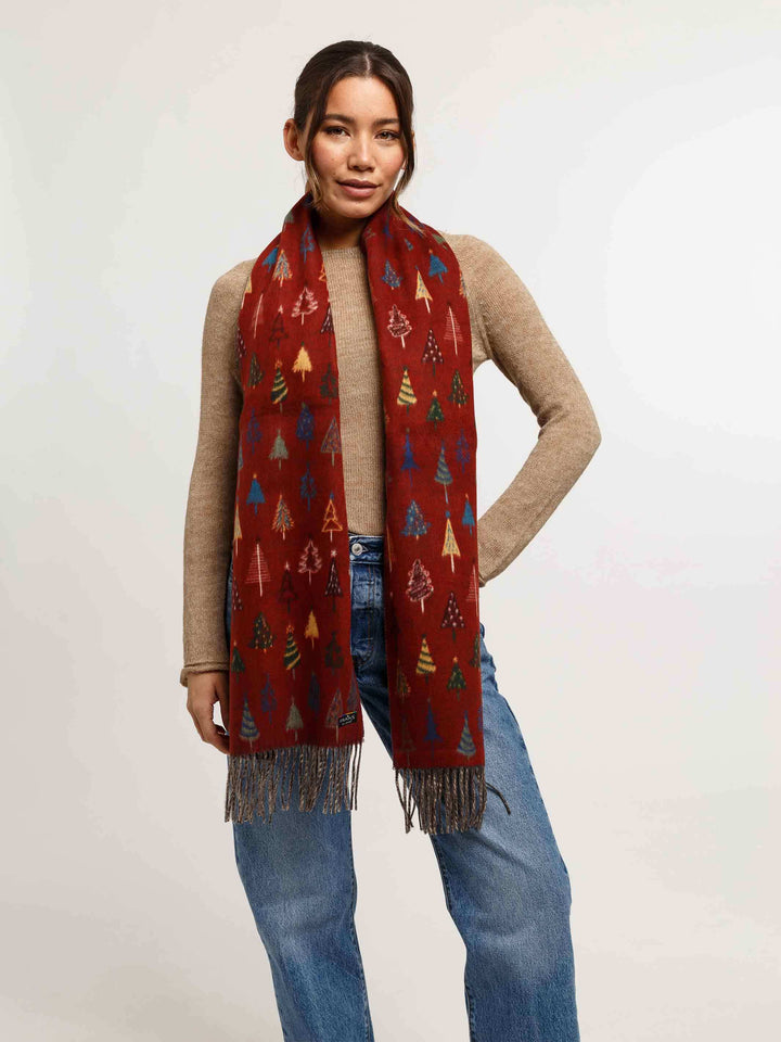 Cashmink-Schal mit Weihnachtsbaum-Design