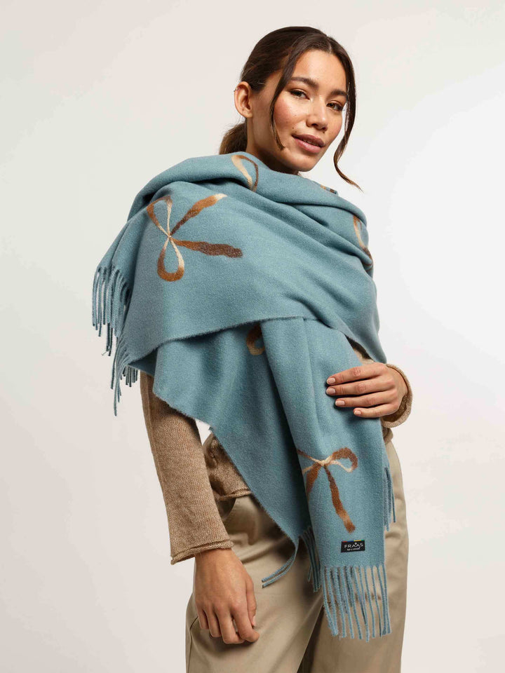 Cashmink-Stola mit eingestickten Schleifen aus Viskosemischung