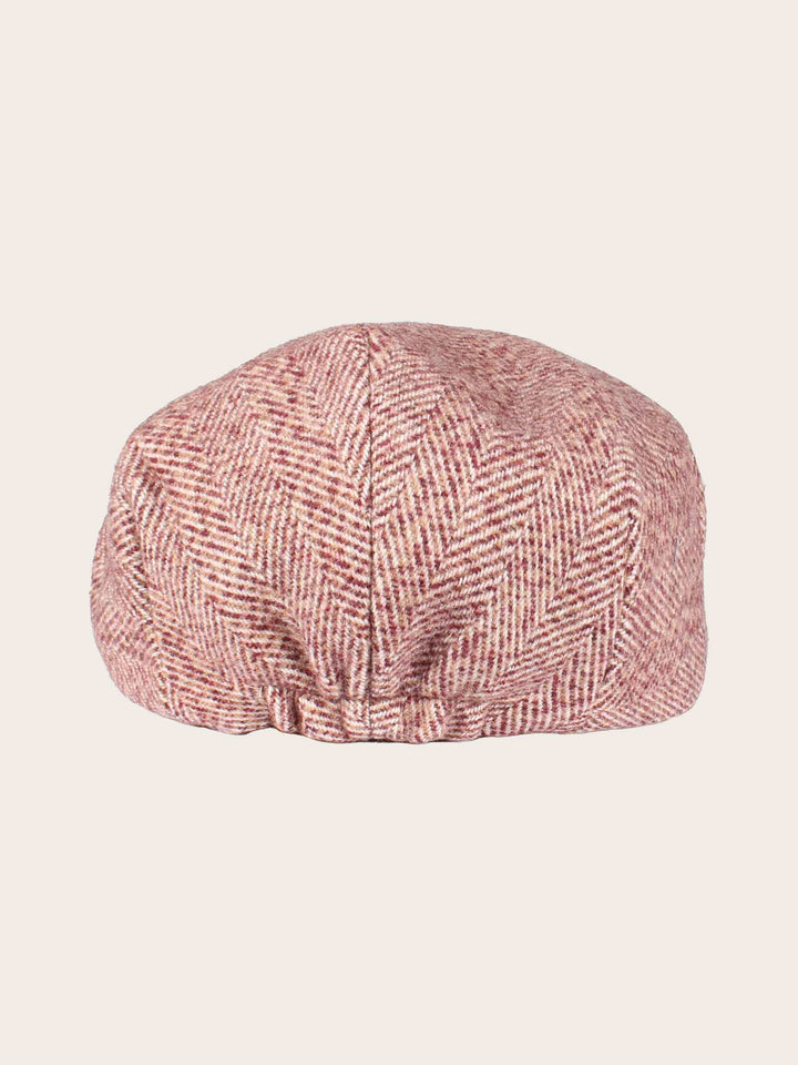 Einfarbige melierte bugatti Flatcap mit Fischgrat-Design