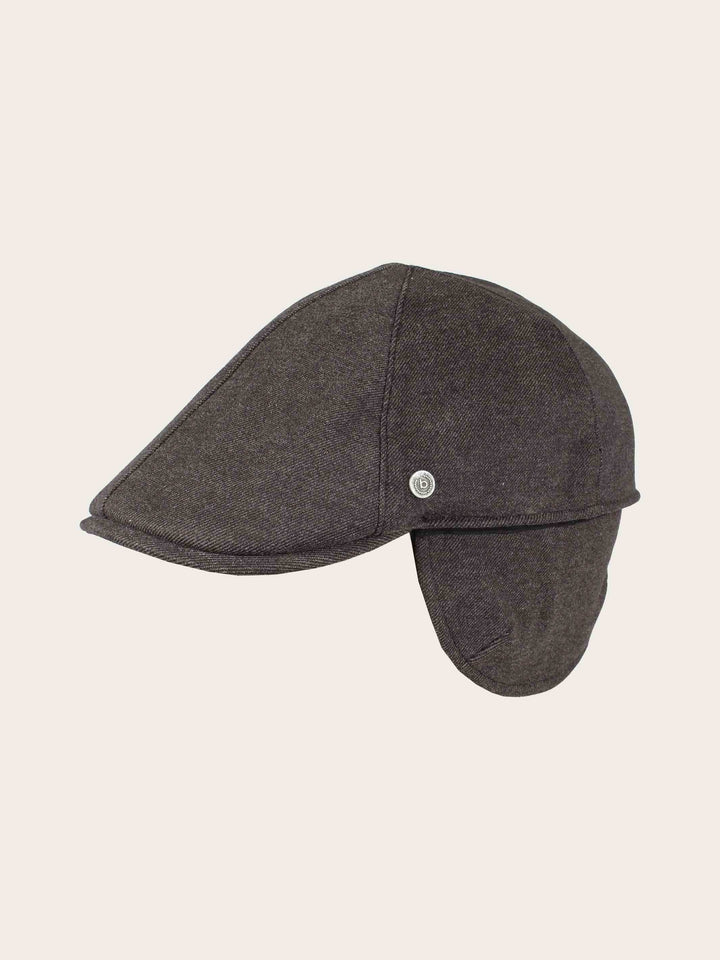 Einfarbige melierte bugatti Flatcap mit Ohrenklappen