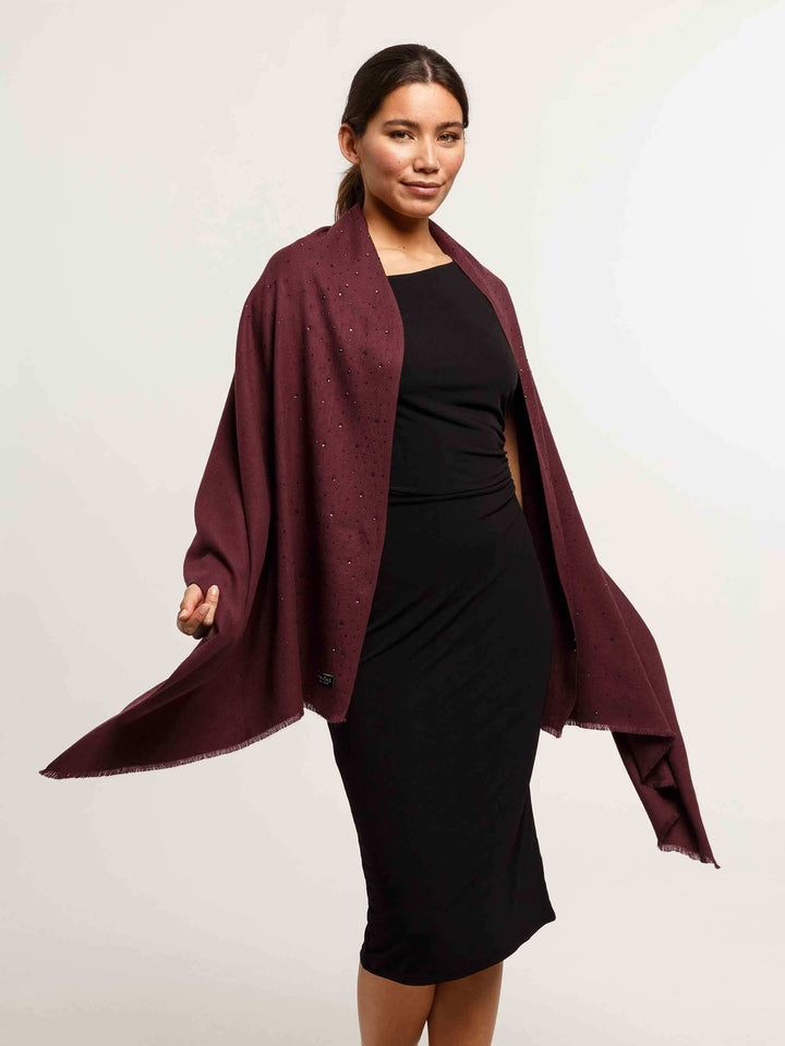 Elegante Cashmink-Stola mit Strass-Steinchen