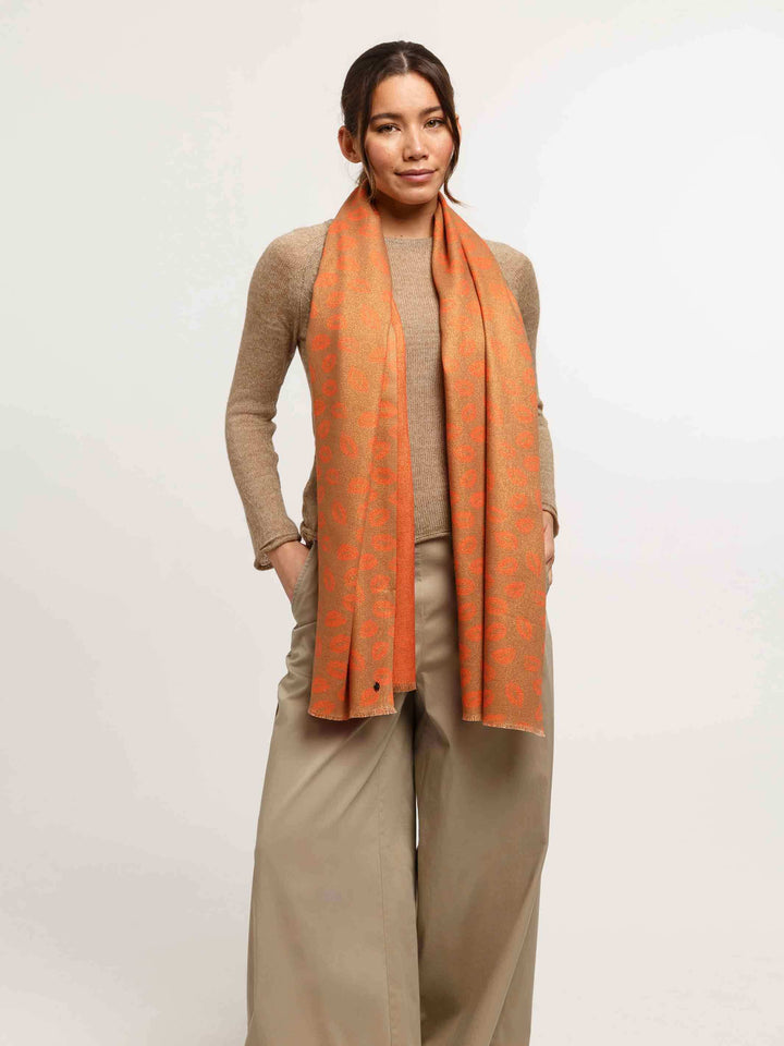 Glitzernder Doubleface-Schal mit Kussmund-Print