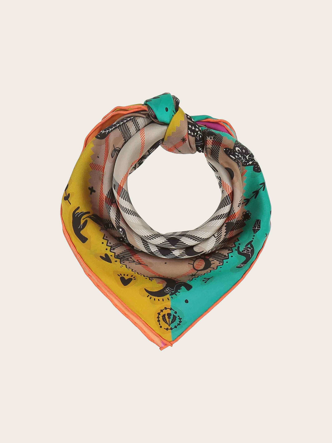 Seidentuch mit FRAAS Plaid Karo und mystischem Print