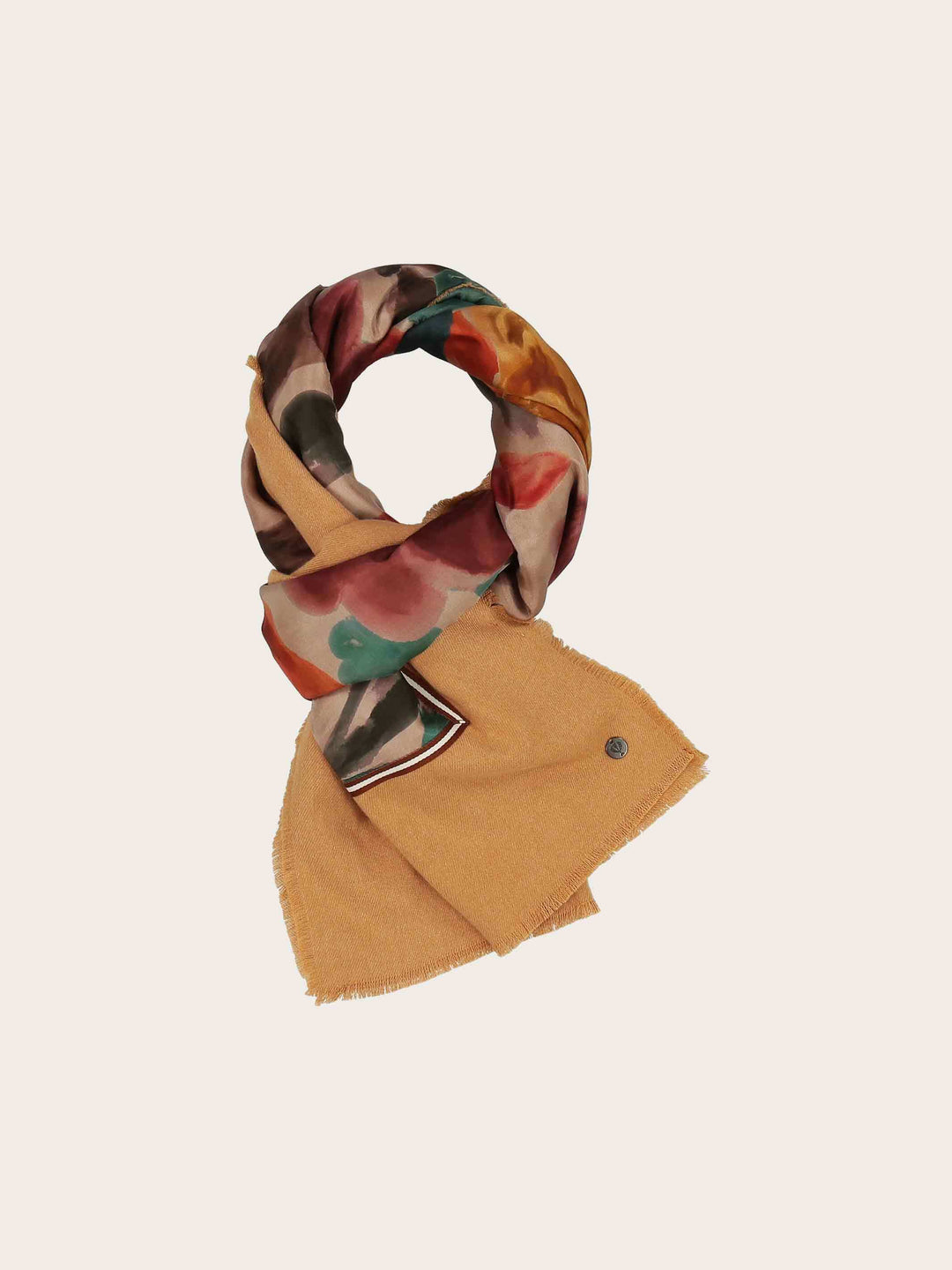 Patchwork-Stola mit Blumen-Print in Seide auf Viskosemischung