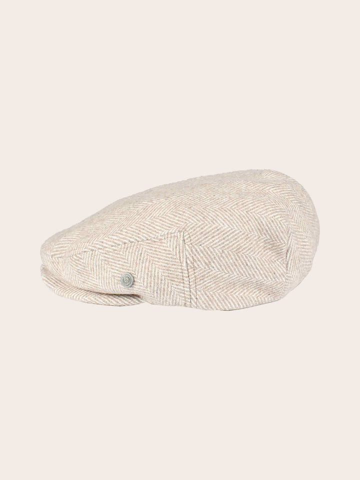 Einfarbige melierte bugatti Flatcap mit Fischgrat-Design