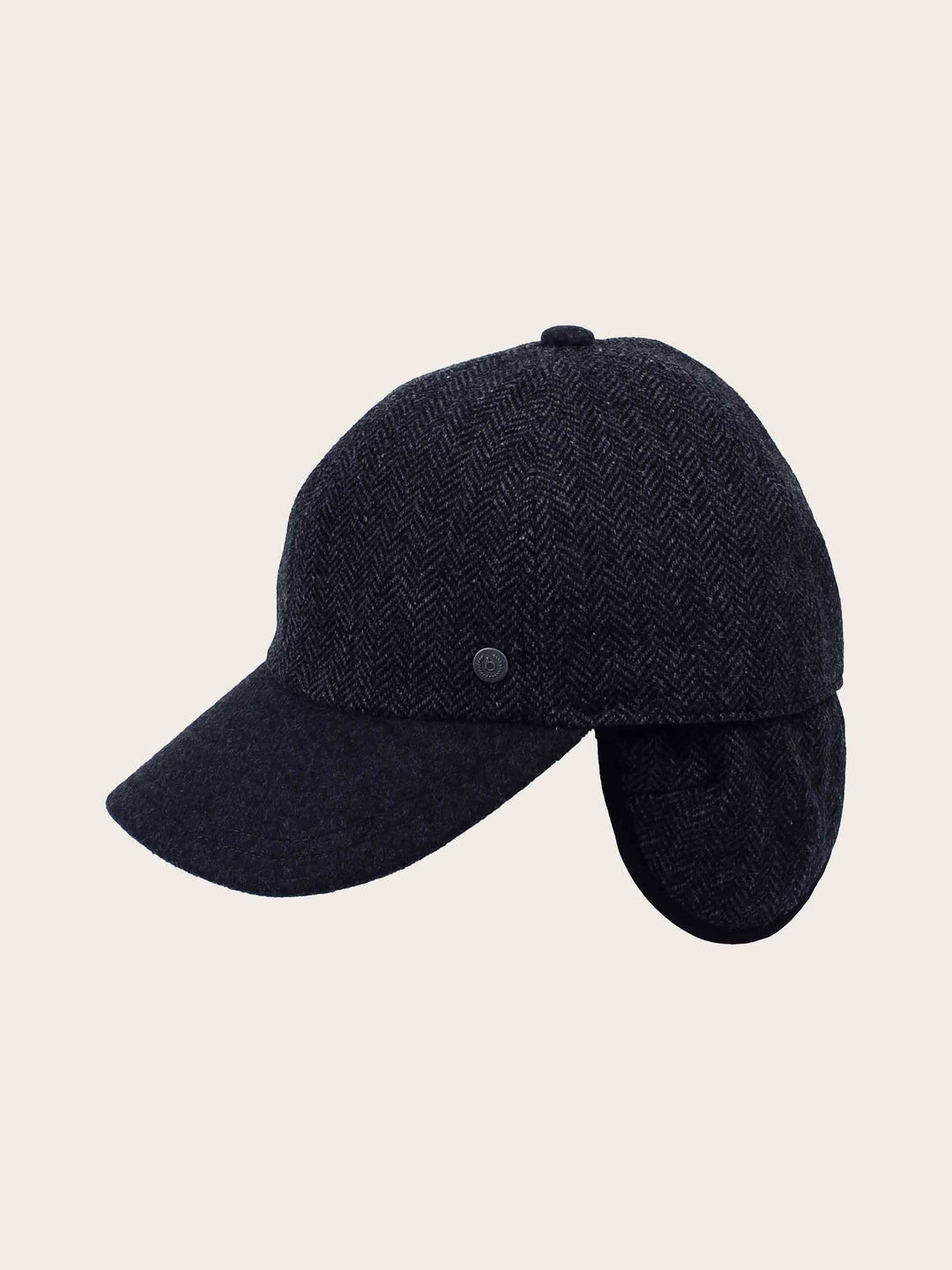 Wetterabweisende bugatti Flatcap mit Fischgrat-Design und Ohrenklappen