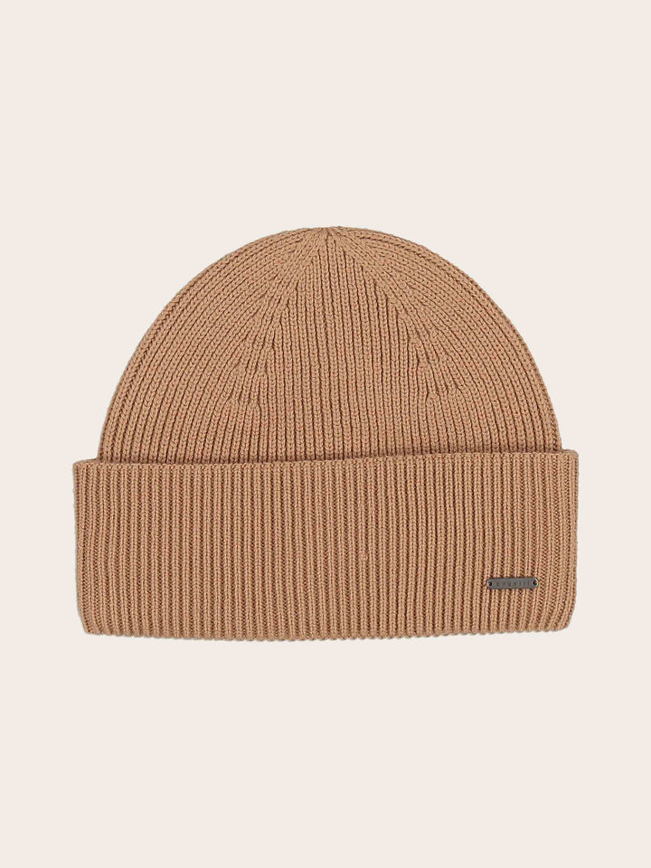 Einfarbige bugatti Beanie mit Signature-Flag