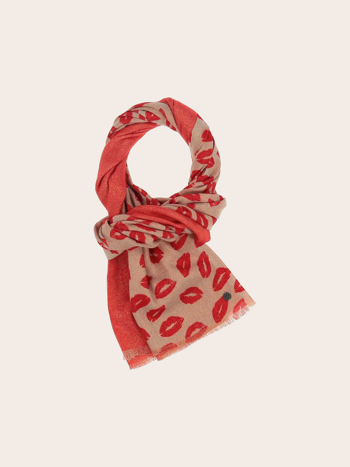 Glitzernder Doubleface-Schal mit Kussmund-Print