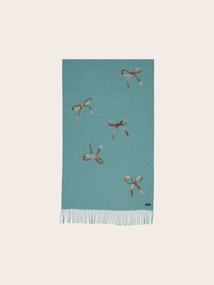 Cashmink-Stola mit eingestickten Schleifen aus Viskosemischung