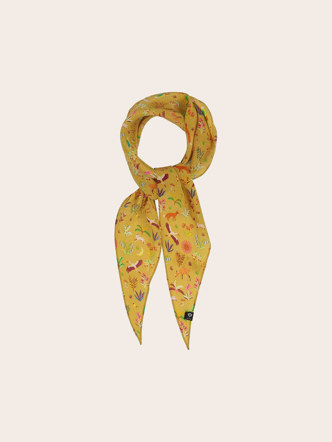 Diamond Shape Seidentuch mit Tier- und Pflanzen-Print