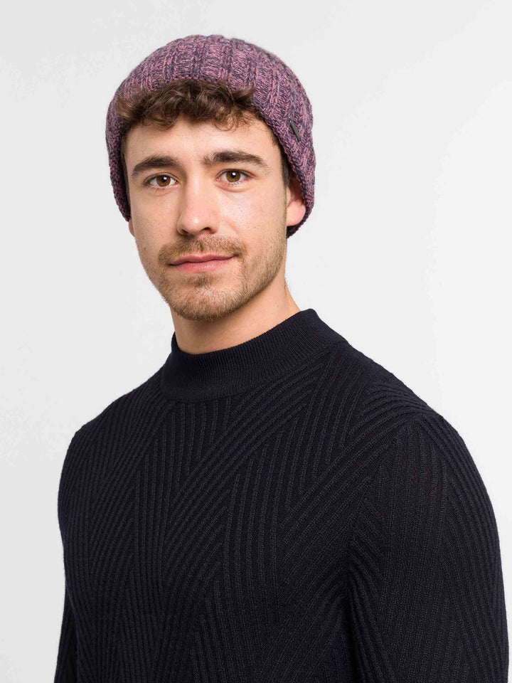 Gestrickte zweifarbige Beanie mit bugatti-Label