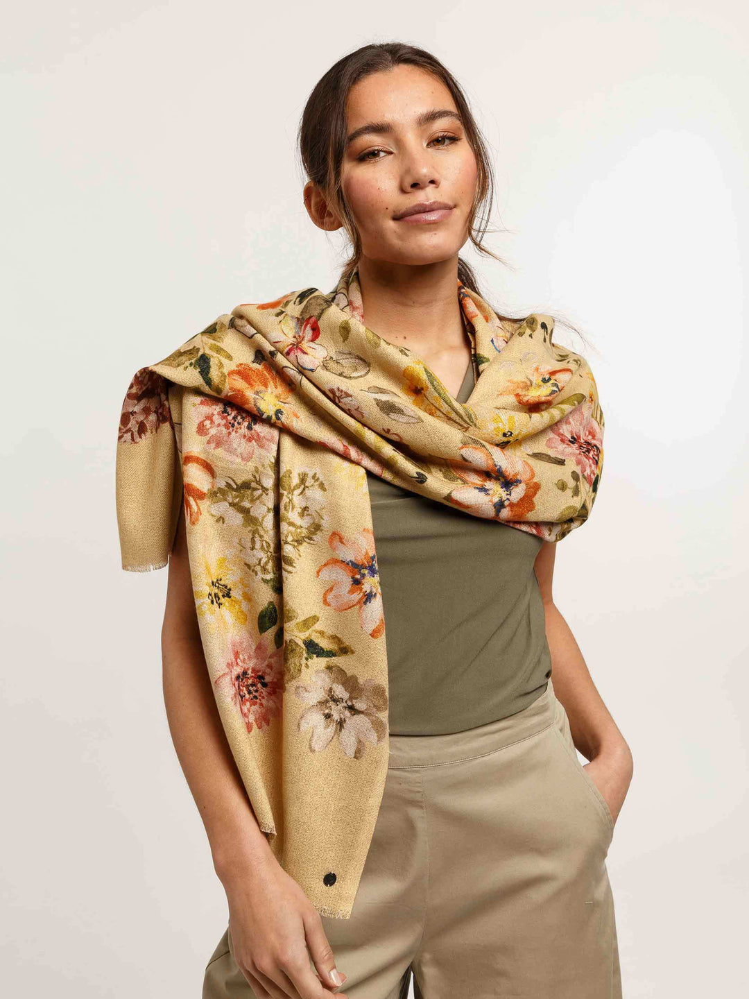 Glitzernder Doubleface-Schal mit romantischem Blumen-Print