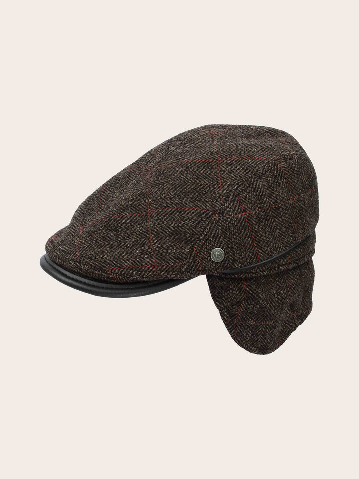 Einfarbige winddichte und wetterabweisende bugatti Flatcap mit Ohrenklappen