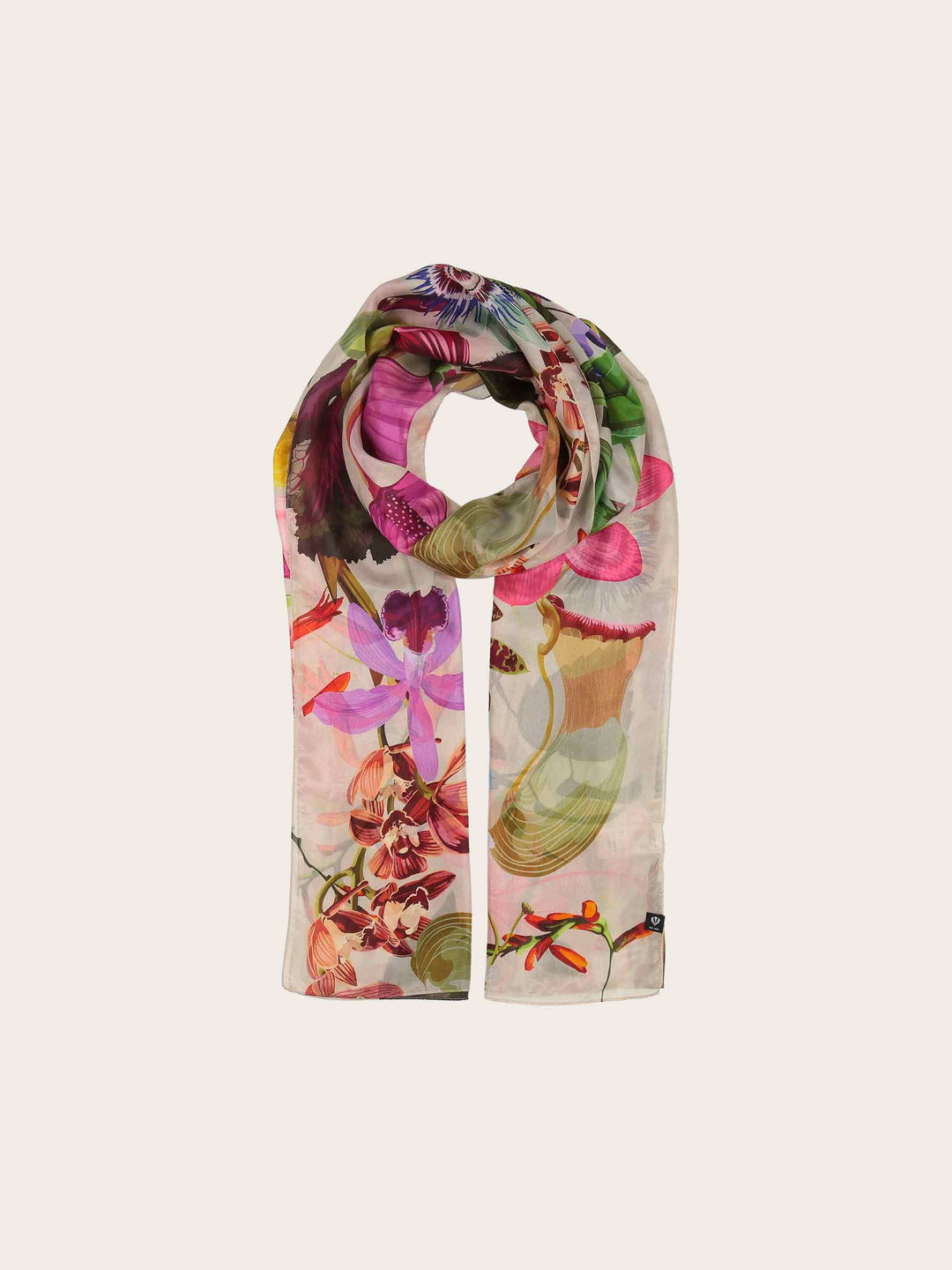 Elegante Seiden-Stola mit XL Blumen-Print