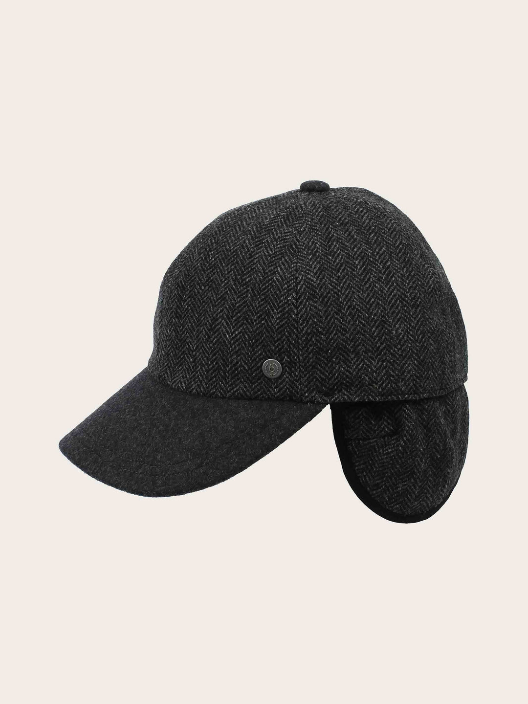 Wetterabweisende bugatti Flatcap mit Fischgrat-Design und Ohrenklappen