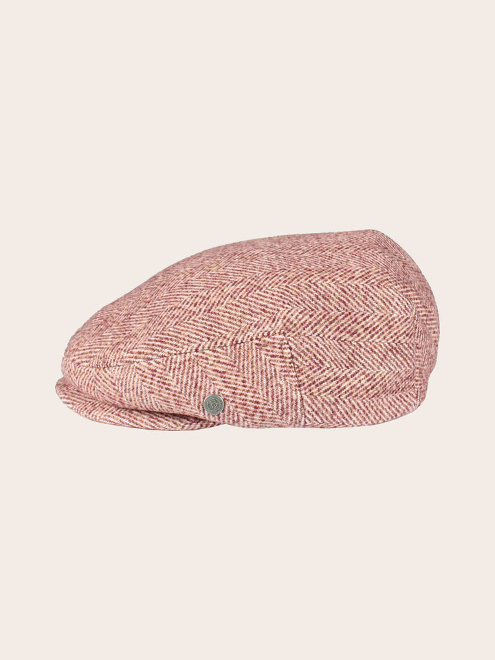 Einfarbige melierte bugatti Flatcap mit Fischgrat-Design