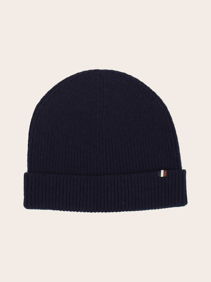Einfarbige bugatti Beanie mit Signature-Flag