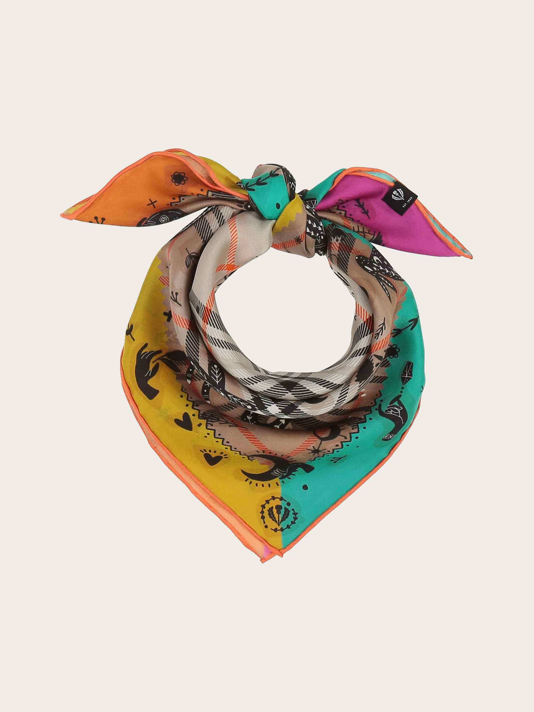 Seidentuch mit FRAAS Plaid Karo und mystischem Print