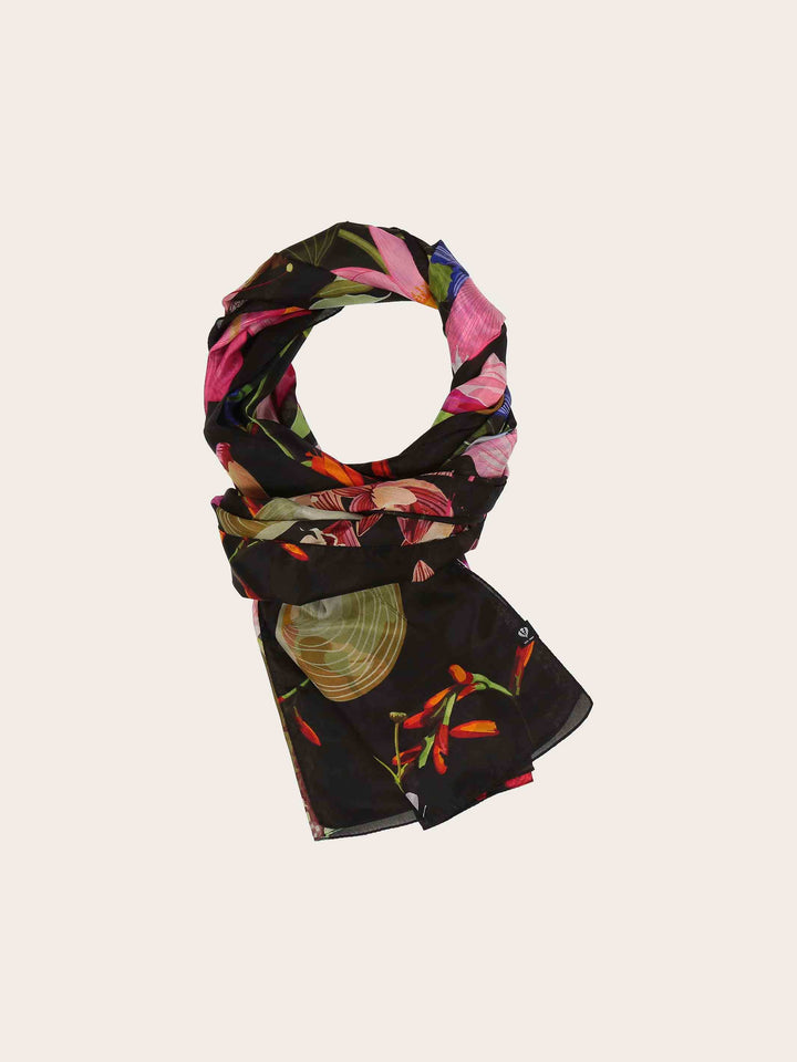 Elegante Seiden-Stola mit XL Blumen-Print