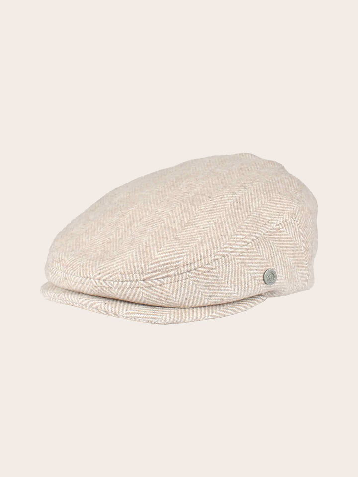 Einfarbige melierte bugatti Flatcap mit Fischgrat-Design