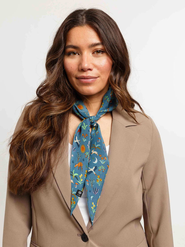 Diamond Shape Seidentuch mit Tier- und Pflanzen-Print