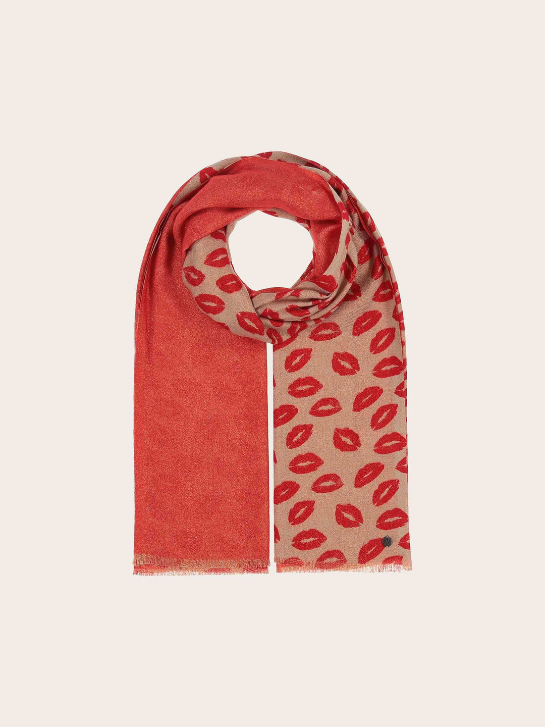 Glitzernder Doubleface-Schal mit Kussmund-Print