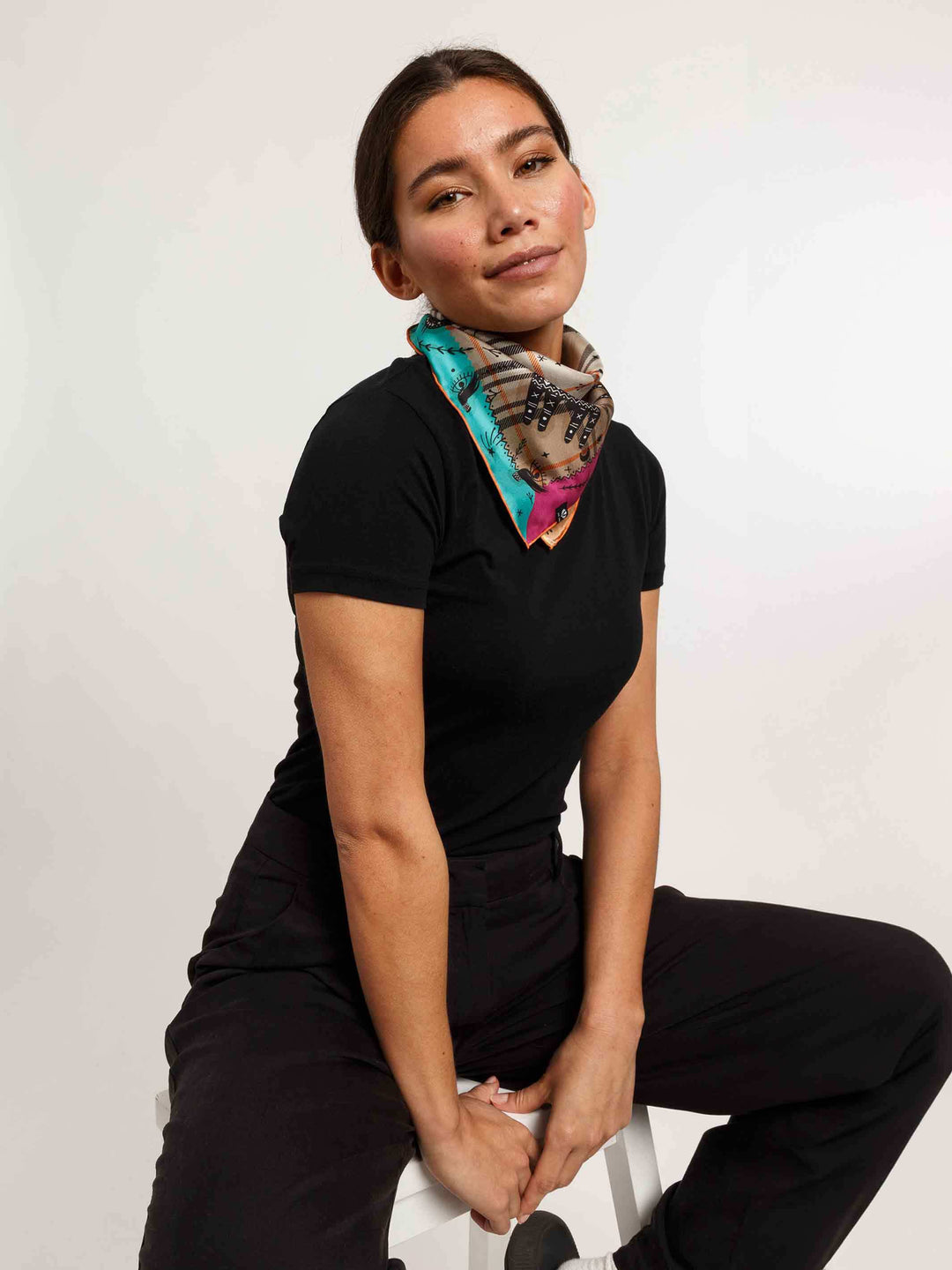 Seidentuch mit FRAAS Plaid Karo und mystischem Print