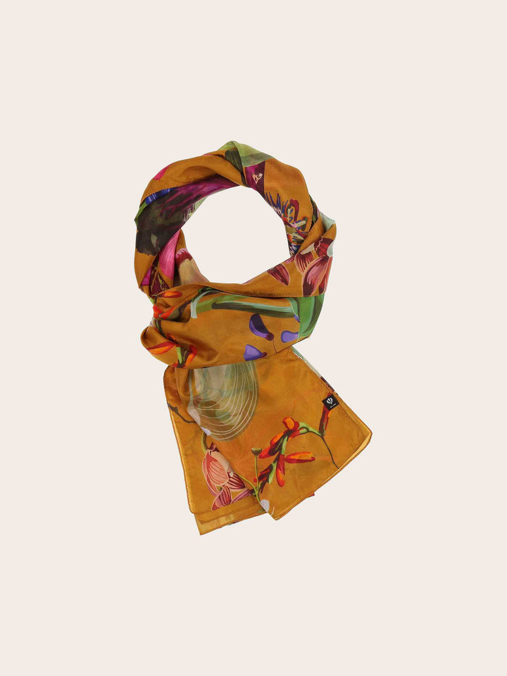 Elegante Seiden-Stola mit XL Blumen-Print