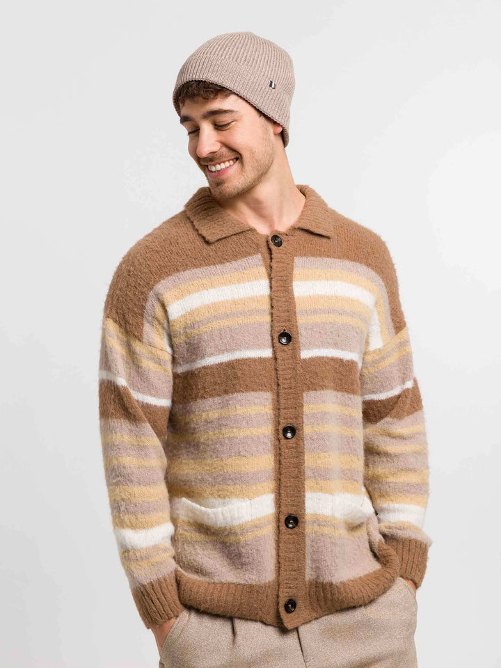 Einfarbige bugatti Beanie mit Signature-Flag