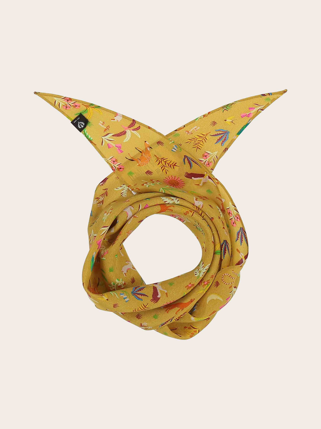 Diamond Shape Seidentuch mit Tier- und Pflanzen-Print