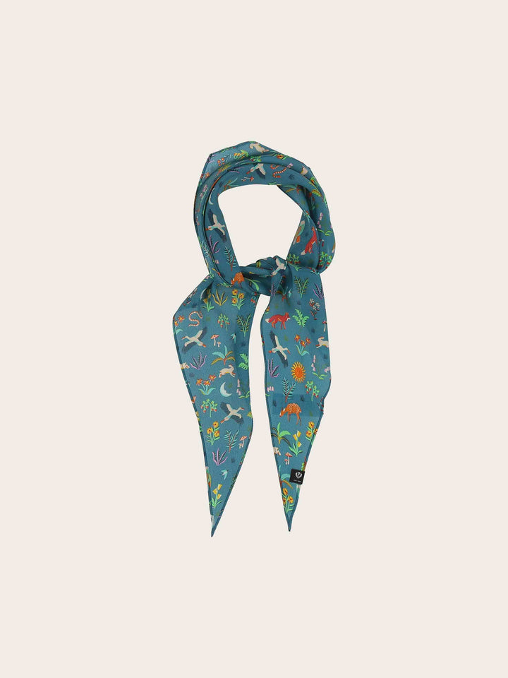 Diamond Shape Seidentuch mit Tier- und Pflanzen-Print