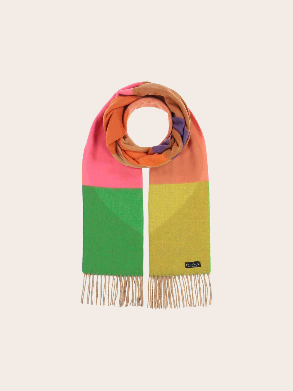 Cashmink-Schal mit Color Block Herzen