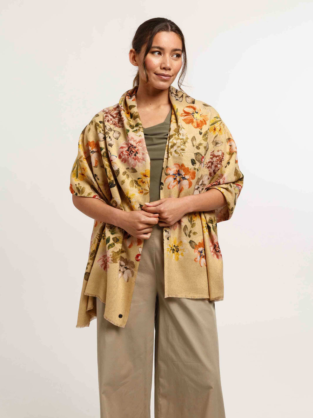 Glitzernder Doubleface-Schal mit romantischem Blumen-Print