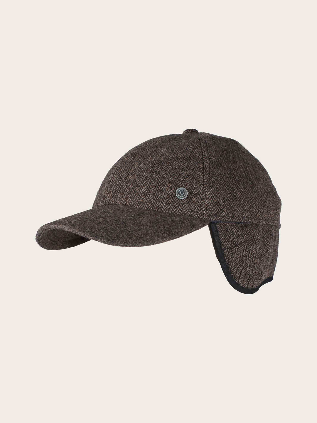 Wetterabweisende bugatti Flatcap mit Fischgrat-Design und Ohrenklappen