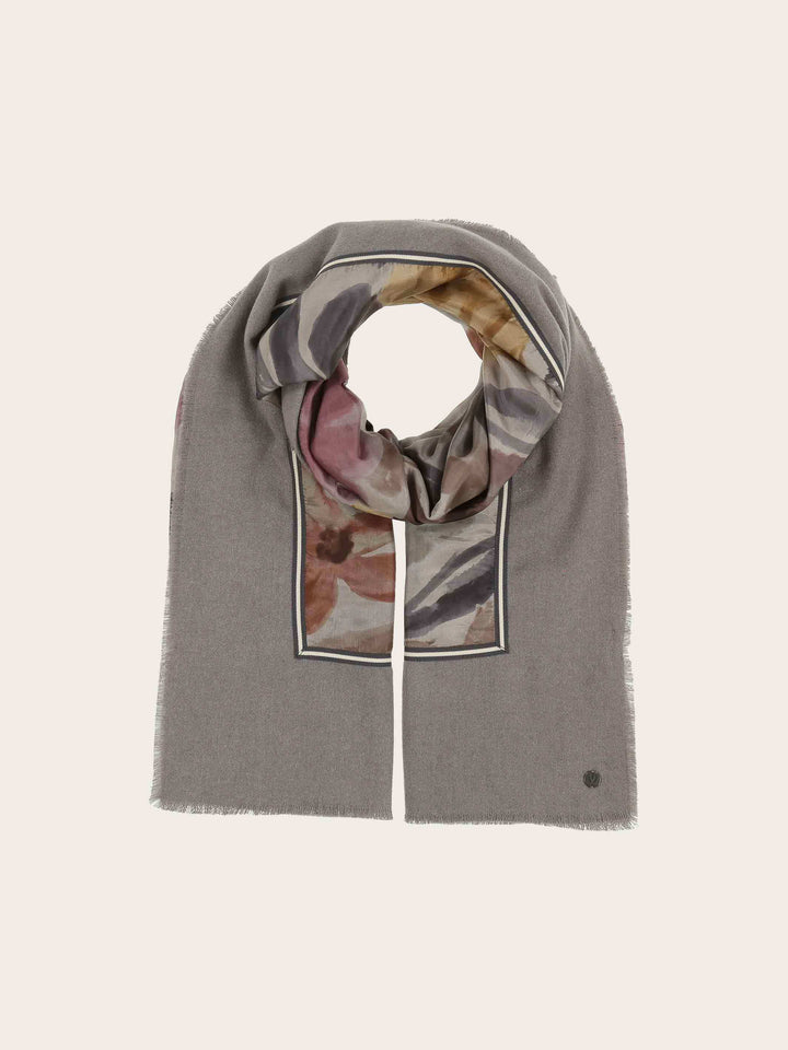 Patchwork-Stola mit Blumen-Print in Seide auf Viskosemischung