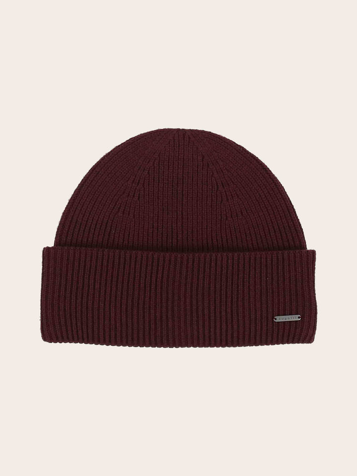 Einfarbige bugatti Beanie mit Signature-Flag