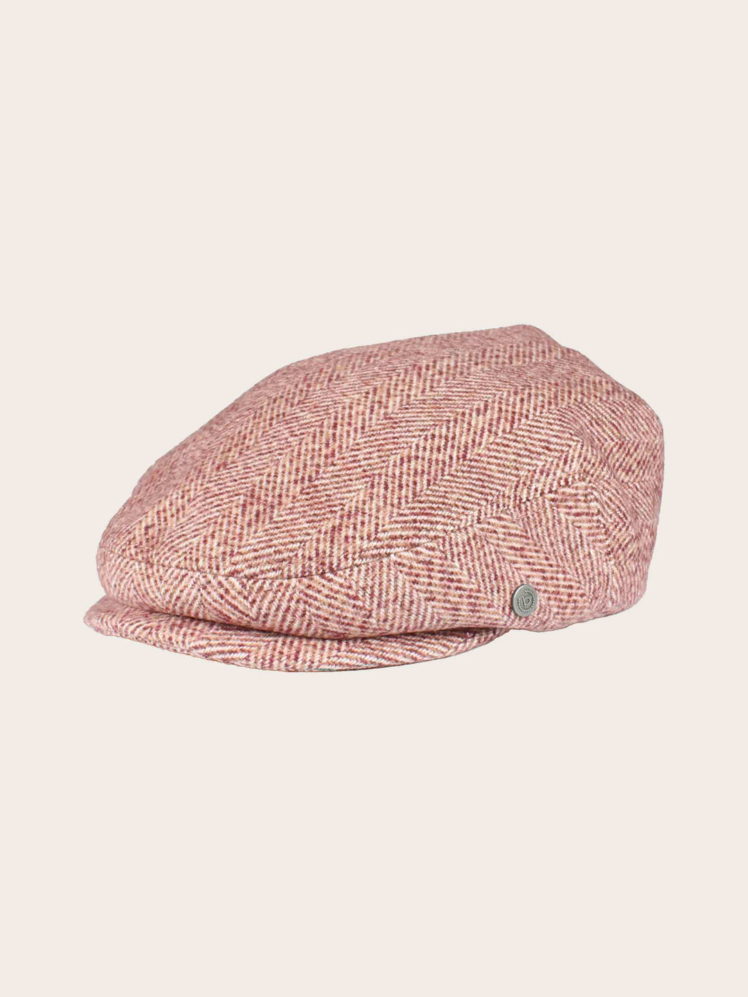 Einfarbige melierte bugatti Flatcap mit Fischgrat-Design