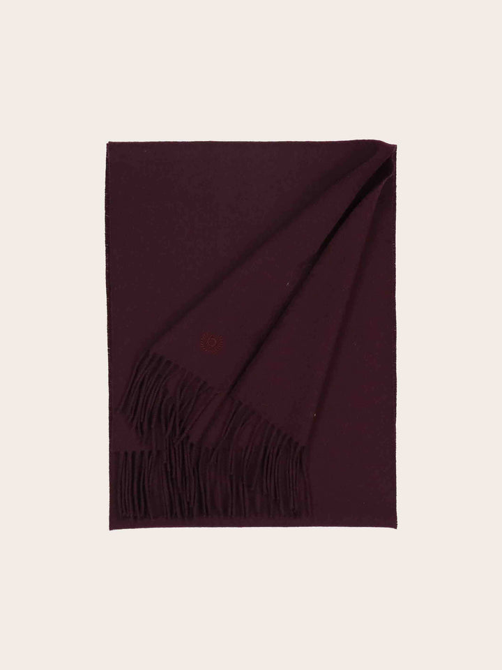 Einfarbiger Schal mit gesticktem bugatti-Logo aus reiner Wolle