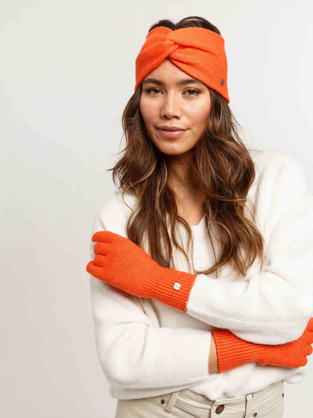 Einfarbige Strickhandschuhe in Wollmischung