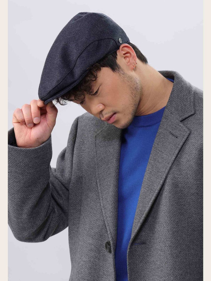 Einfarbige bugatti Flatcap mit Fischgrat-Design